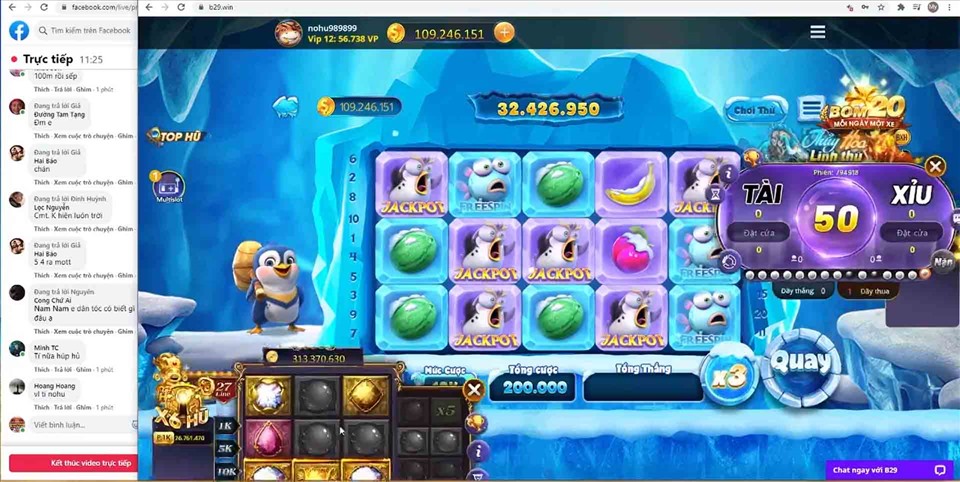 Game tài xỉu trên trang game B29.win. Ảnh: chụp màn hình.